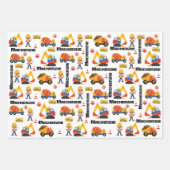 Feuille De Papier Cadeau Construction de garçons multiculturels Personnalis (Devant 2)