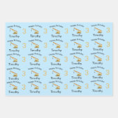 Feuille De Papier Cadeau Construction de grue Camion Nom et âge personnalis (Devant 3)