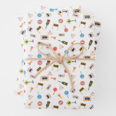 Feuille De Papier Cadeau Construction et signalisation routière Blanc. Papi (En situation)