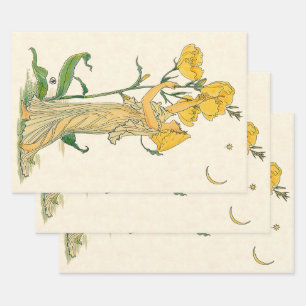 Feuille De Papier Cadeau Conte de fées vintage, Onagre, Walter Crane