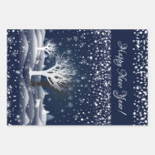 Feuille De Papier Cadeau Conte de Noël féerique. Forêt de fantaisie, Neige (Devant)