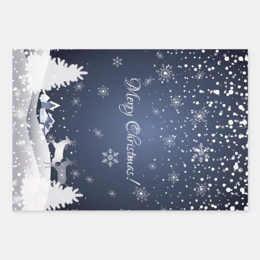 Feuille De Papier Cadeau Conte de Noël féerique. Forêt enchantée, Neige (Devant 2)