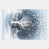 Feuille De Papier Cadeau Conte de Noël. Forêt Fantastique, Neige (Devant 3)