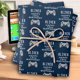 Feuille De Papier Cadeau Contrôleur de jeu vidéo de fête d'anniversaire de
