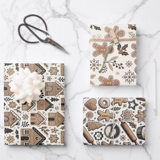 Feuille De Papier Cadeau Cookie de pain d'épice de Noël (Recto)