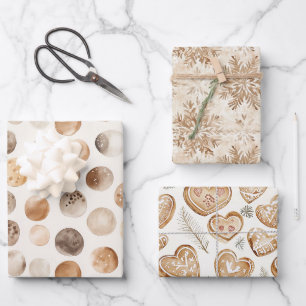 Feuille De Papier Cadeau Cookies au pain d'épice coeurs flocons de neige No