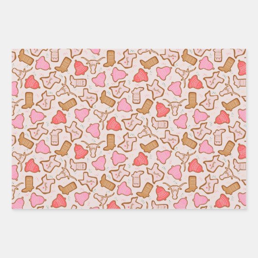 Feuille De Papier Cadeau Cookies de Noël du Texas (Devant)