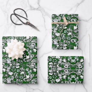 Feuille De Papier Cadeau Cookies de Noël verts