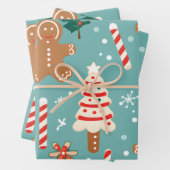 Feuille De Papier Cadeau Cookies et bonbons de Noël festifs (En situation)