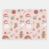 Feuille De Papier Cadeau Cookies hippies roses Noël Père Noël (Devant)