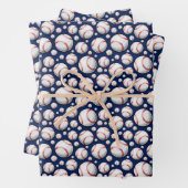 Feuille De Papier Cadeau Cool Baseball sports carrelé motif (En situation)