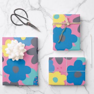 Feuille De Papier Cadeau Cool coloré Abstrait 60s Hippie modèle floral