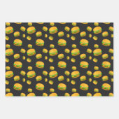 Feuille De Papier Cadeau Cool et amusant hamburger motif gris foncé (Devant)