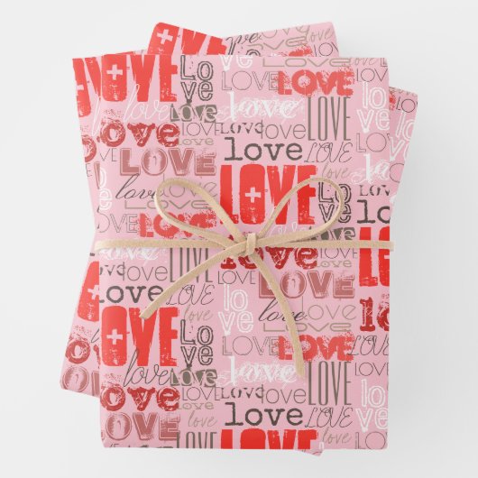 Feuille De Papier Cadeau Cool mignon moderne rose rouge Love Mots (En situation)