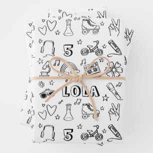 Feuille De Papier Cadeau Cool Personnalisé Enfants Coloriage Anniversaire M