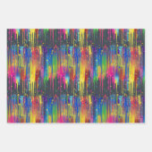 Feuille De Papier Cadeau Cool Rainbow Party Paint Drip Motif répétitif (Devant 3)