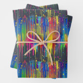 Feuille De Papier Cadeau Cool Rainbow Party Paint Drip Motif répétitif (En situation)
