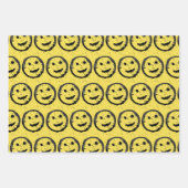Feuille De Papier Cadeau Cool Sardé Joyeux visage souriant motif jaune (Devant 3)