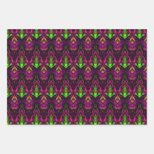 Feuille De Papier Cadeau Cool violet vert bizarre Motif victorien moderne (Devant 3)