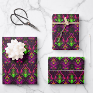 Feuille De Papier Cadeau Cool violet vert bizarre Motif victorien moderne