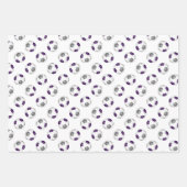 Feuille De Papier Cadeau coordination sportive ensemble violet gris ballons (Devant 3)