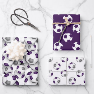 Feuille De Papier Cadeau coordination sportive ensemble violet gris ballons