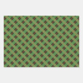Feuille De Papier Cadeau Coordonnées de Noël en Rouge et Vert Plaid 3 (Devant 3)