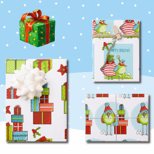 Feuille De Papier Cadeau Coordonnées de Noël Oiseaux dangereux 3