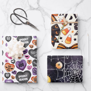 Feuille De Papier Cadeau Coquette amusante halloween arc bonbon coeur toile