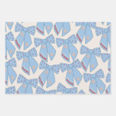 Feuille De Papier Cadeau Coquette Bows Bleus (Devant 2)