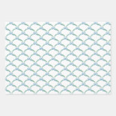 Feuille De Papier Cadeau Coquette de l'hiver bleu guirlande de ruban côtier (Devant 2)