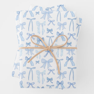Feuille De Papier Cadeau Coquette Feminine Blue Bows & Ribons