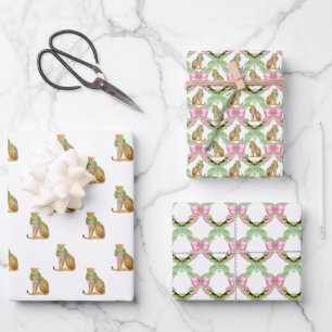 Feuille De Papier Cadeau Coquette Léopard Rose Noël