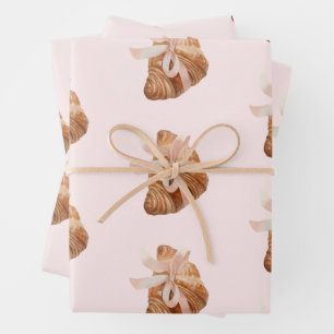 Feuille De Papier Cadeau Coquette personnalisée Croissant rose Ribbon