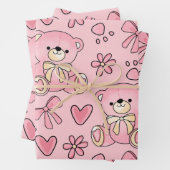 Feuille De Papier Cadeau Coquette Pink Teddy Bear Seamless Pattern (En situation)