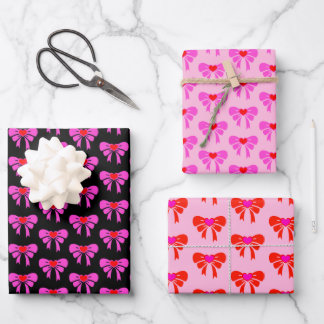 Feuille De Papier Cadeau Coquette Ruban Motif Rouge rose noir Preppy y2k
