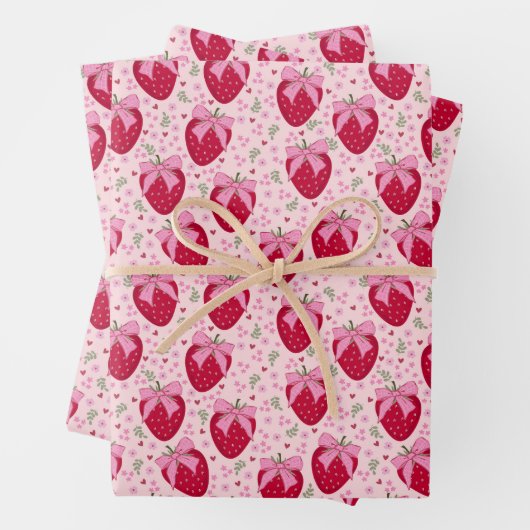 Feuille De Papier Cadeau Coquette Strawberry Valentine (En situation)