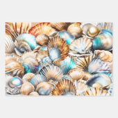Feuille De Papier Cadeau Coquillages collage iridescente shimmer plage moti (Devant)