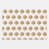 Feuille De Papier Cadeau Coquillages d'or Perles Fête des mariées d'anniver (Devant 2)