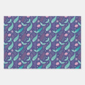 Feuille De Papier Cadeau Coquillages en rose et bleu (Devant 3)