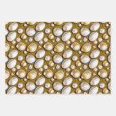 Feuille De Papier Cadeau Coquillages perles sable coquillages dorés (Devant 3)