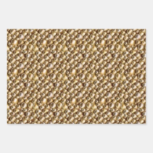 Feuille De Papier Cadeau Coquillages perles sable coquillages dorés (Devant)