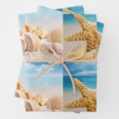 Feuille De Papier Cadeau Coquillages sur la plage (En situation)