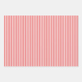 Feuille De Papier Cadeau Corail foncé et rayures blanches (Devant)