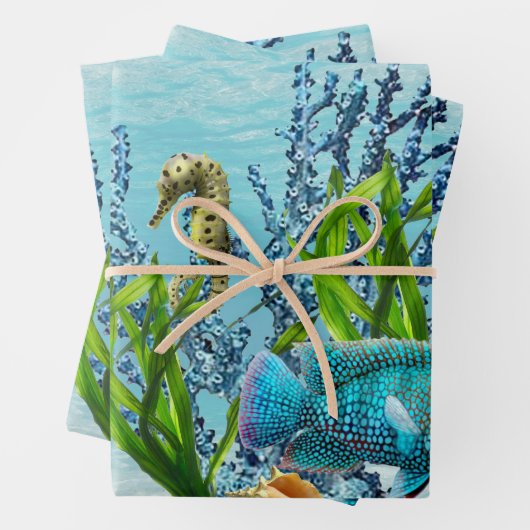 Feuille De Papier Cadeau Corail Reef (En situation)