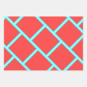 Feuille De Papier Cadeau Corail rétro rouge et turquoise Motifs géométrique (Devant)