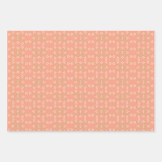 Feuille De Papier Cadeau Corail rose et or (Devant 3)