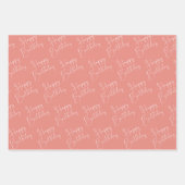 Feuille De Papier Cadeau Corail Vert Bleu Joyeux Anniversaire (Devant 2)