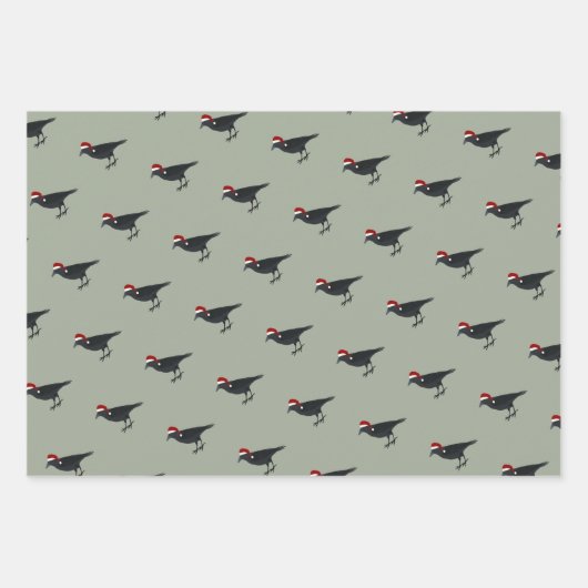 Feuille De Papier Cadeau Corbeau de Noël (Devant)