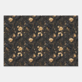 Feuille De Papier Cadeau Corbeau gothique Corbeau Floral (Devant 3)